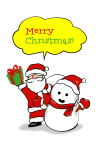 サンタと雪だるまとプレゼント