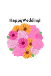 結婚祝い・報告はがきﾃﾝﾌﾟﾚｰﾄ・ハッピーウェディング・ブーケ
