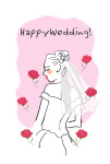 結婚祝い・報告はがきﾃﾝﾌﾟﾚｰﾄ・ハッピーウェディング・花嫁さん