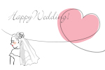 ハッピーウェディング・ピンクのハートと花嫁さん